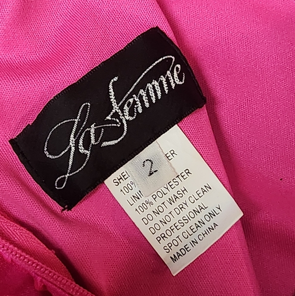 LA FEMME RUCHED MERMAID GOWN PINK 2 - Picture 12 of 13